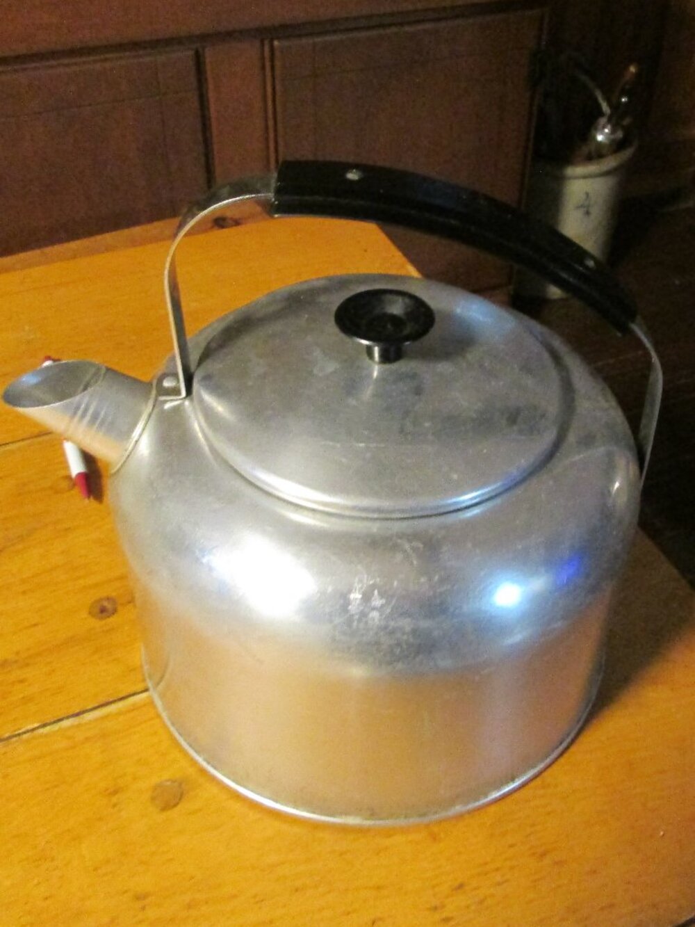 vtg Mirro xl Tea Kettle curved black handle clean vtg